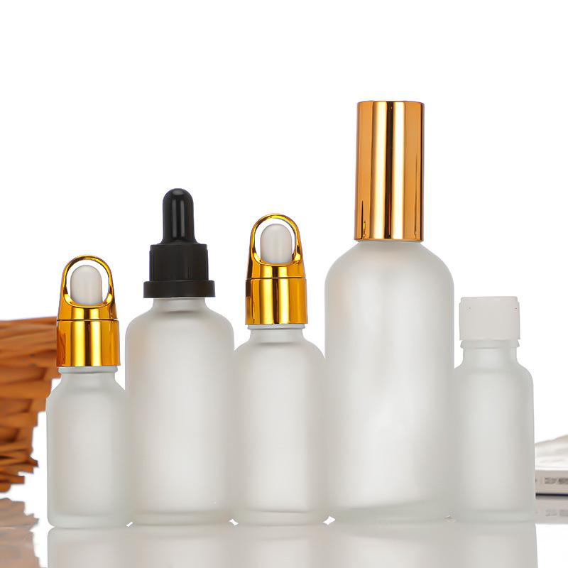 Transparent 30ml Glass Essential Oil Bottle with Frosted Rubber Dropper - Travel-Size Cosmetic Sample Container