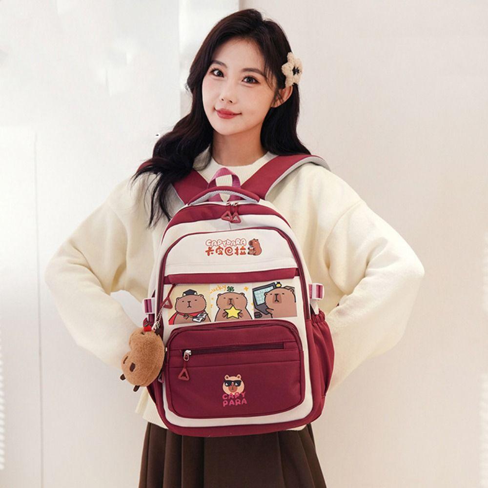 Cute School Bag Casual Style Casual Shoulder Bag Trendy Capybara Backpack  Travel
