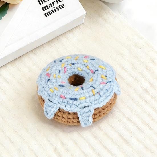 Pletený přívěsek na klíče Donut Ručně háčkovaný tvar donutu Přívěsek na tašku Roztomilý přívěsek na klíče