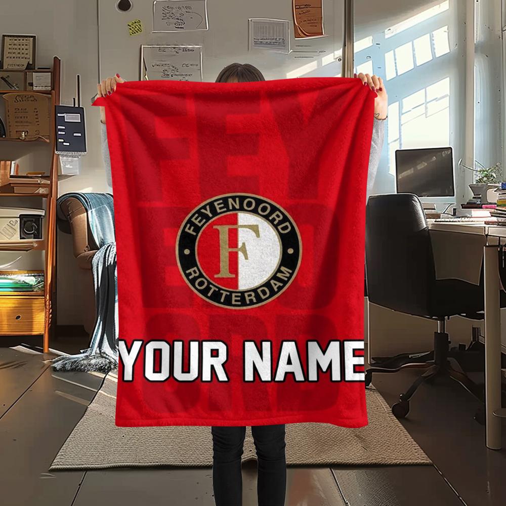 1PC Custom Name Feyenoord Patterned Flannel Blanket Suitable For All Seasons for Home Decor Warmth and Comfort Gifts Holiday Present