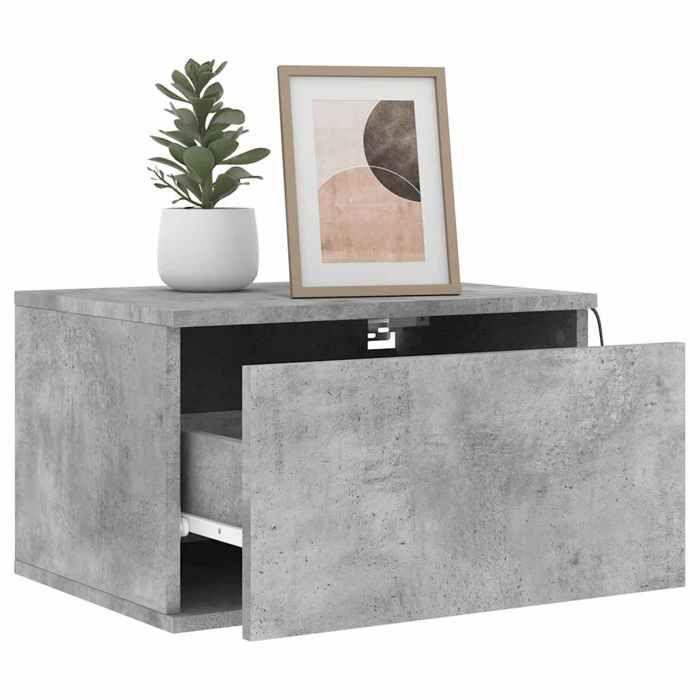 Table de chevet murale - Maison Exclusive - LED RVB - Gris béton - Lot 2
