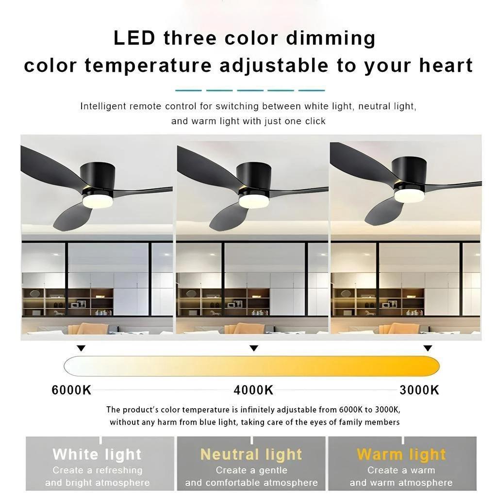 Variable Frequency Ceiling Fan Lamp Six Wind Speeds Adjustable Electric Fan Light Three Color Dimming Mobile Phone Control Fan