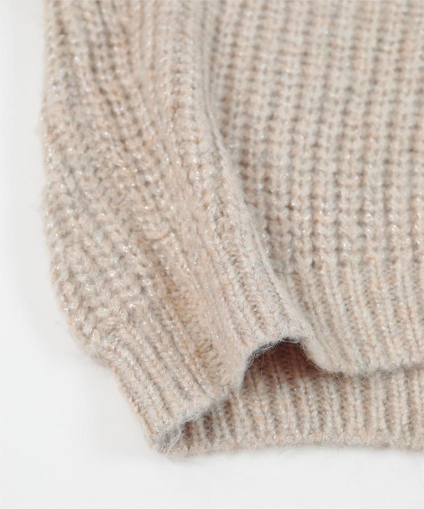 Yours Low Gauge Oversized Knit BEXU1699 L Black Lamé V-Neck Women's