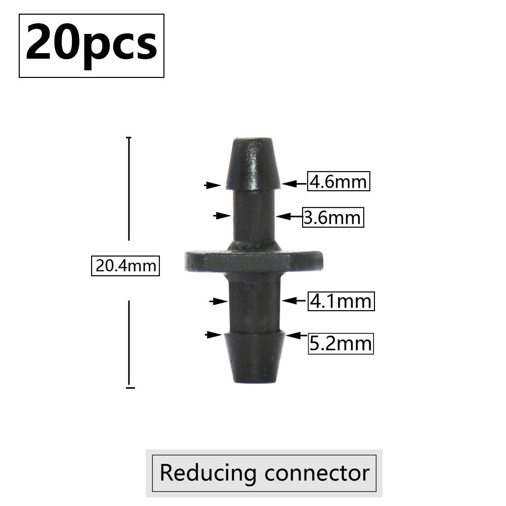 20pcs 3mm 4mm Garden Hose Barb Connector Drip Irrigation 1/4'' & 1/8'' Tube Hose Fitting Tees Cross Eng Plug Barb Accessories