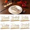 Wooden Letter Decor Thanksgiving Grateful Blessed Wood Cutout Signs, Table Plate Decor, Country Style Home Accents Rustic Fall Centerpiece Ornament