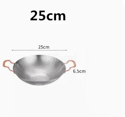 Pot cub Golden Double Ear Bar Cauldron Commercial round Bottom Small Hot Pot Creative Thickened Stainless Steel Dry