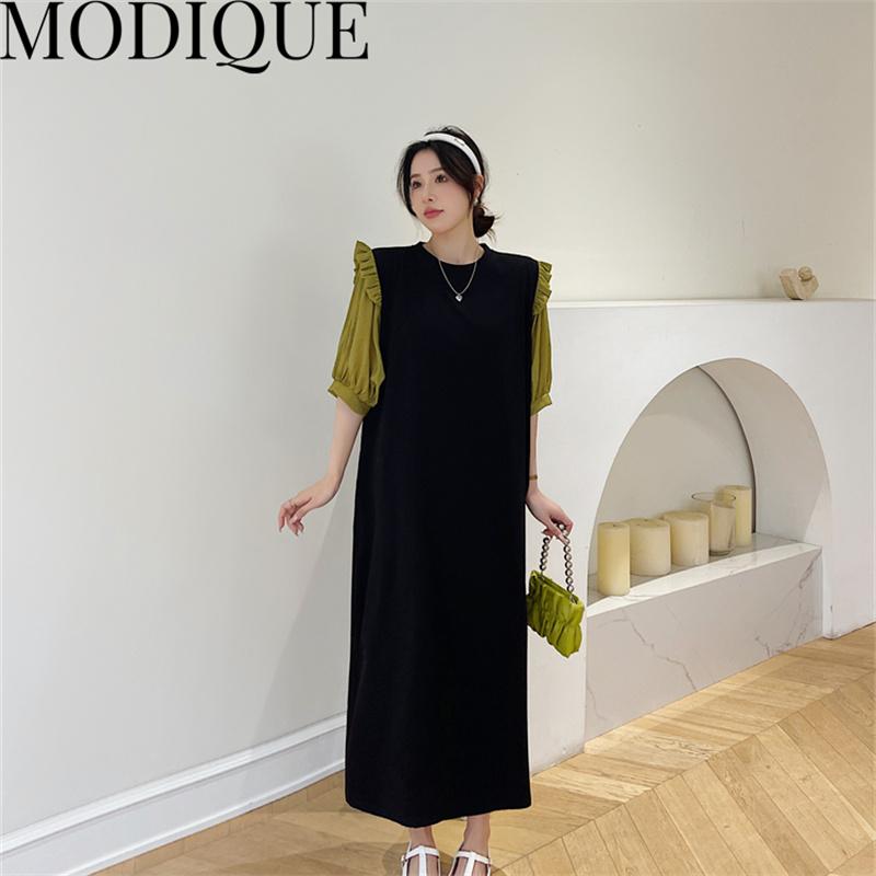 MODIQUE Summer Plus Size New Dress Shirt Women Loose Streetwear Cotton Linen Sweet  Dress - Casual Female Dresses O-Neck Lantern Sleeve