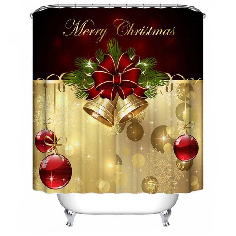Elegant Christmas Shower Curtain And Toilet Mat Set For Stunning Holiday Home Decor