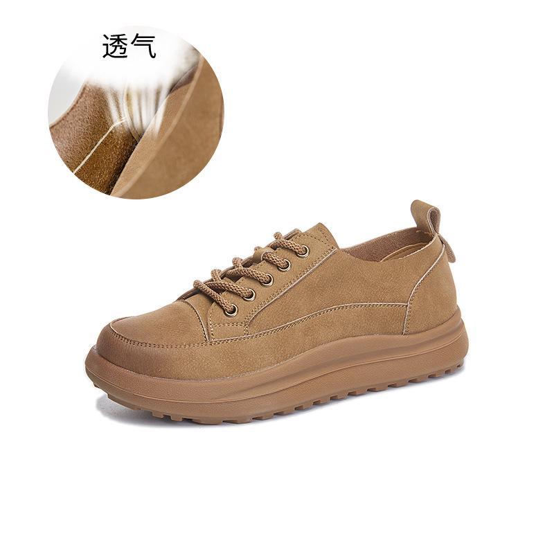 Little White Shoes Women's 2025 Spring New Retro British Board Shoes Women's Flat-bottomed Versatile Casual Shoes Fashion Women's Shoes