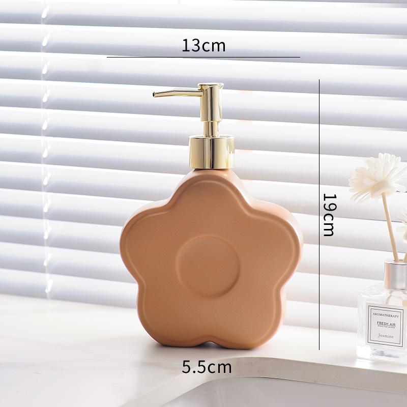 

Керамический флакон для эмульсии в форме цветка, дозатор для мыла, флакон для лосьона, креативные аксессуары для украшения ванной комнаты, флакон для лосьона коричневый