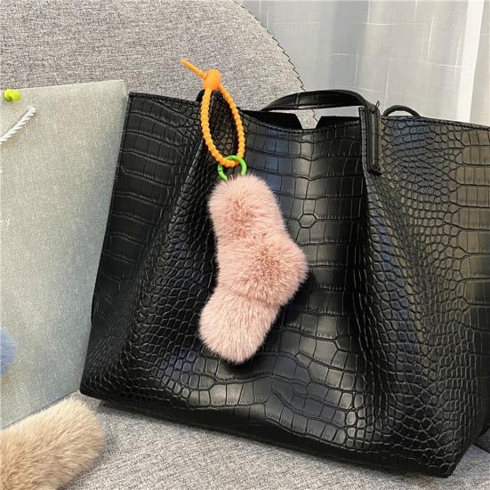 Car Key Accessory Plush Twist Knot Bag Charm, Fuzzy Keychain Pendant, Backpacks Hanging Decoration for Backpacks, Handbags, Purse, Keys Small