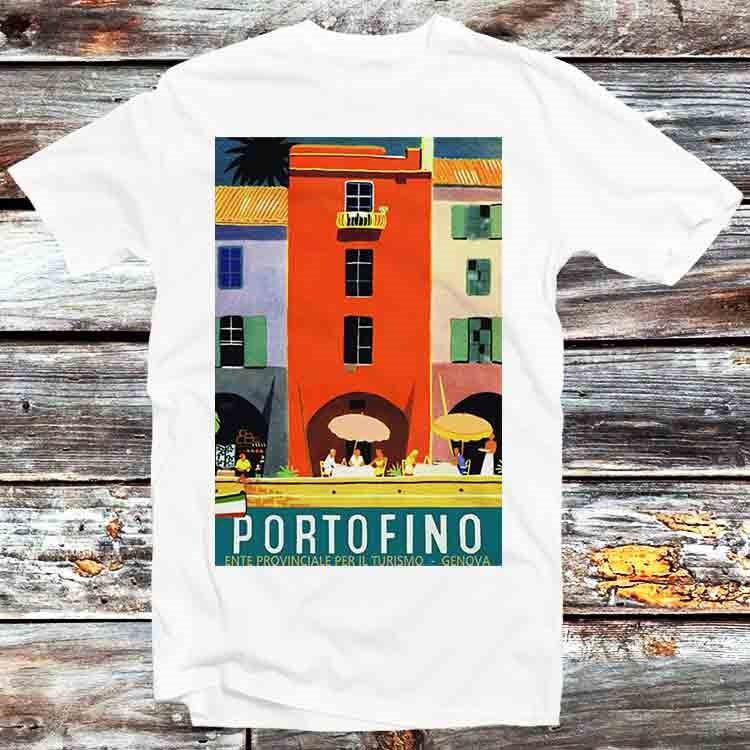 

Портофино Италия Винтажный Туристический Постер Футболка B1132 L