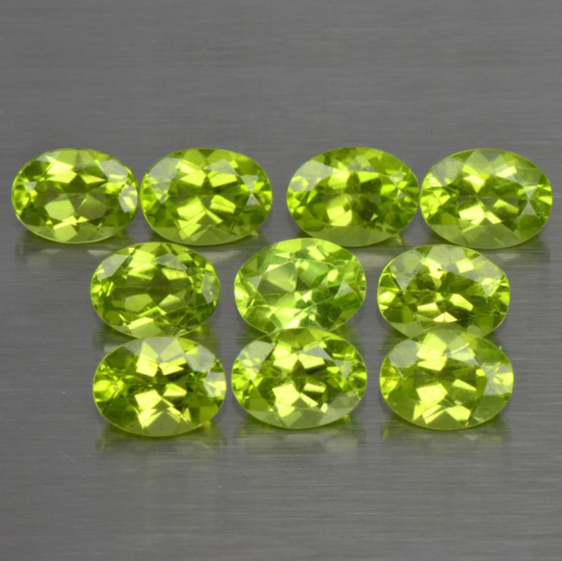 Natural Oval Shape Calibrated Green Peridot Faceted Loose Gemstone Lot For Jewelry Making Stone