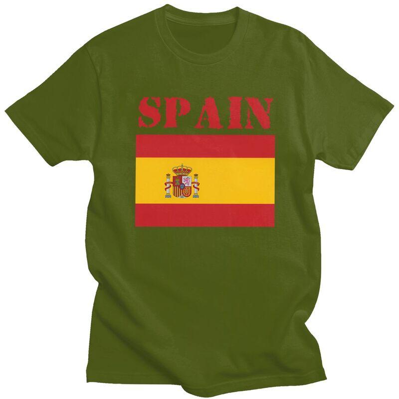Custom Cool Spain Flag T Shirt Men Short Sleeves Pure Cotton Tshirt Leisure Tee Tops Streetwear Tshirt