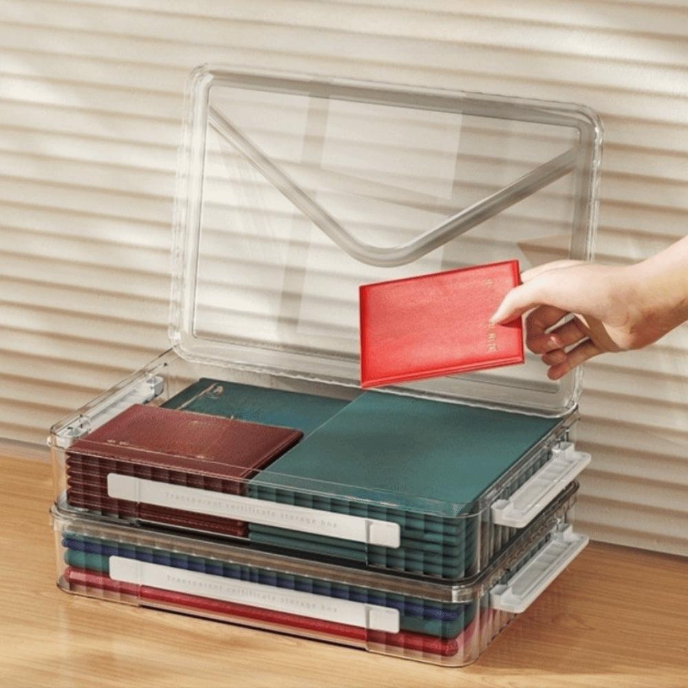 Transparent Desktop Paper Storage Box Dust Proof Card Holder Case File Document Organizer  Contract