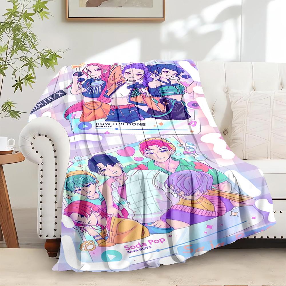 

K-POP Anime Girls Group Four Seasons Soft Warm Blanket All-Season Thick Knit Polyester Bedspread for Bed, Camping, Travel Perfect Gift 80x120cm