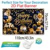 1Pcs Black Golden Neon Happy Birthday Cake Gifts Decoration Background Birthday Backdrop Decorations For Photo Studio Booth Party