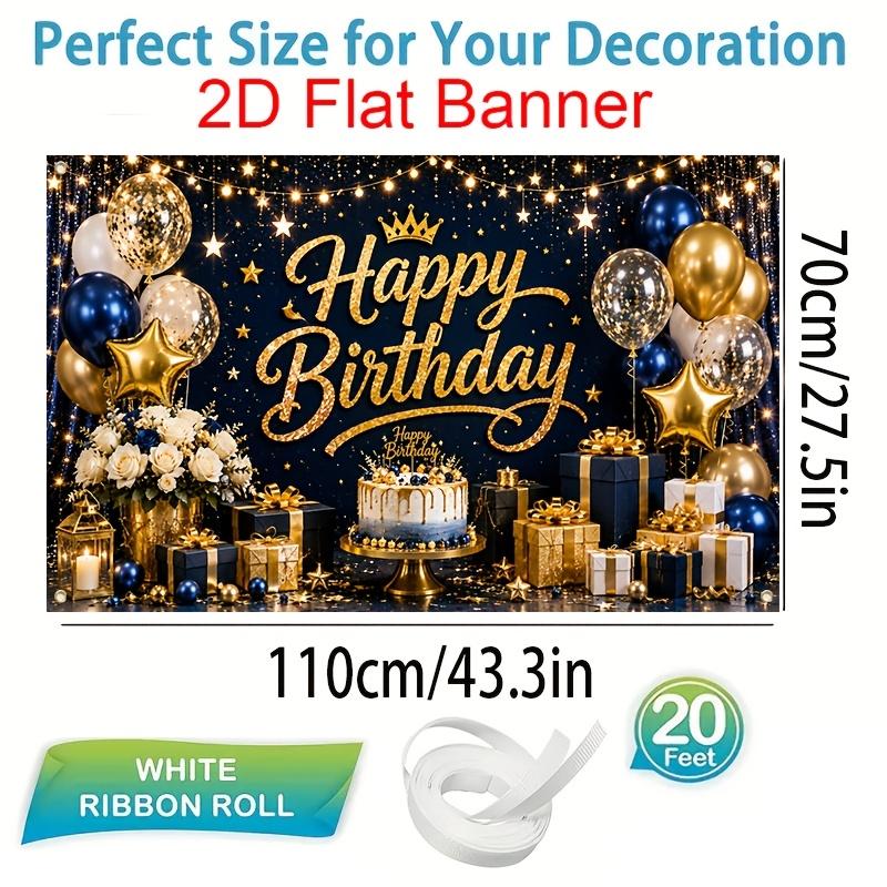 1Pcs Black Golden Neon Happy Birthday Cake Gifts Decoration Background Birthday Backdrop Decorations For Photo Studio Booth Party