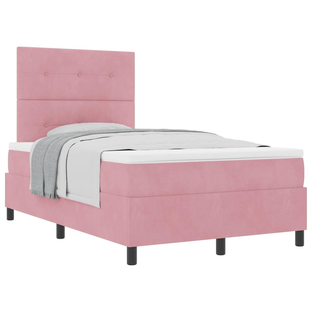 Box Spring Bed with Mattress and Headboard Pink 120 x 190 cm Velvet
