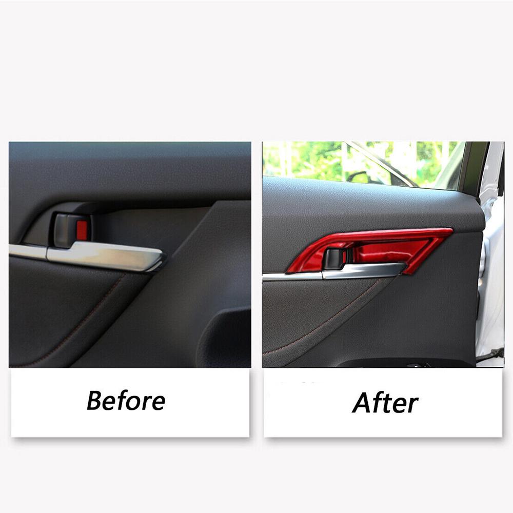 4Pcs Interior Door Handle Bowl Cover Trim Red Plastic For Toyota Camry 2018-2023