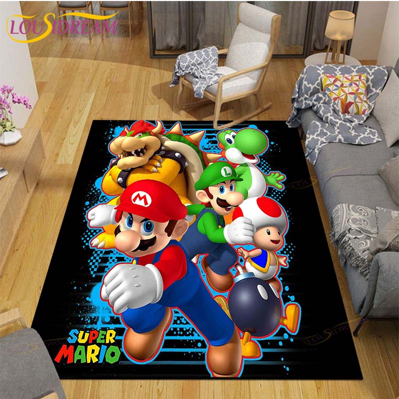 Mario Bros Anime Teppich Wohnzimmer Schlafzimmer Nachttisch Matte Japanisches Arbeitszimmer Computer Stuhl Home Fashion Bodenmatte Bereich Teppich