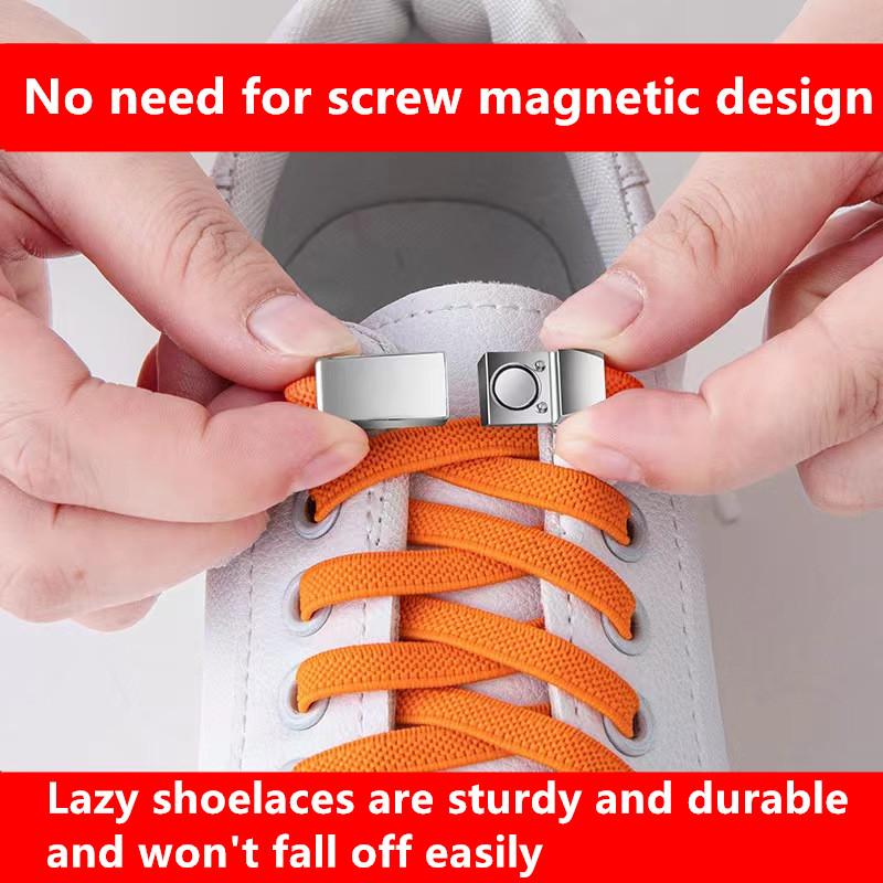 1Pair No Tie Shoe Laces Magnetic Buckle Cordones Elasticos Zapatillas Ties Elastic Laces Sneaker Kids Adult Shoelace For Shoes