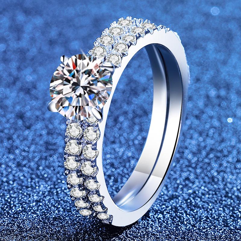 Eleganter S925 Sterling Silber Moissanit Ring - Leichter Luxus Japanischer Koreanischer Stil Stapelbarer Pavé Ring für Damen.