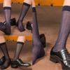 Calzini Trasparenti Raffinati da Uomo Calzini Sottili in Nylon Lucido a Strisce Lunghe fino al Polpaccio Calzini da Business Formali Calzini Casual