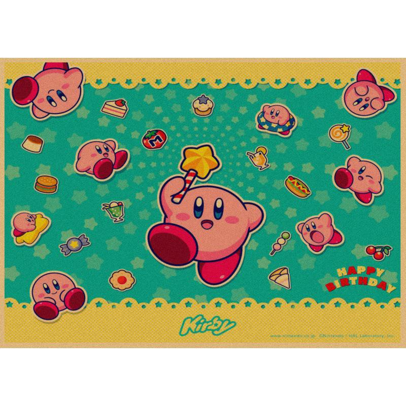 Kirby Retro Japanese Anime Poster - Cartoon Kraft Paper Wall Art