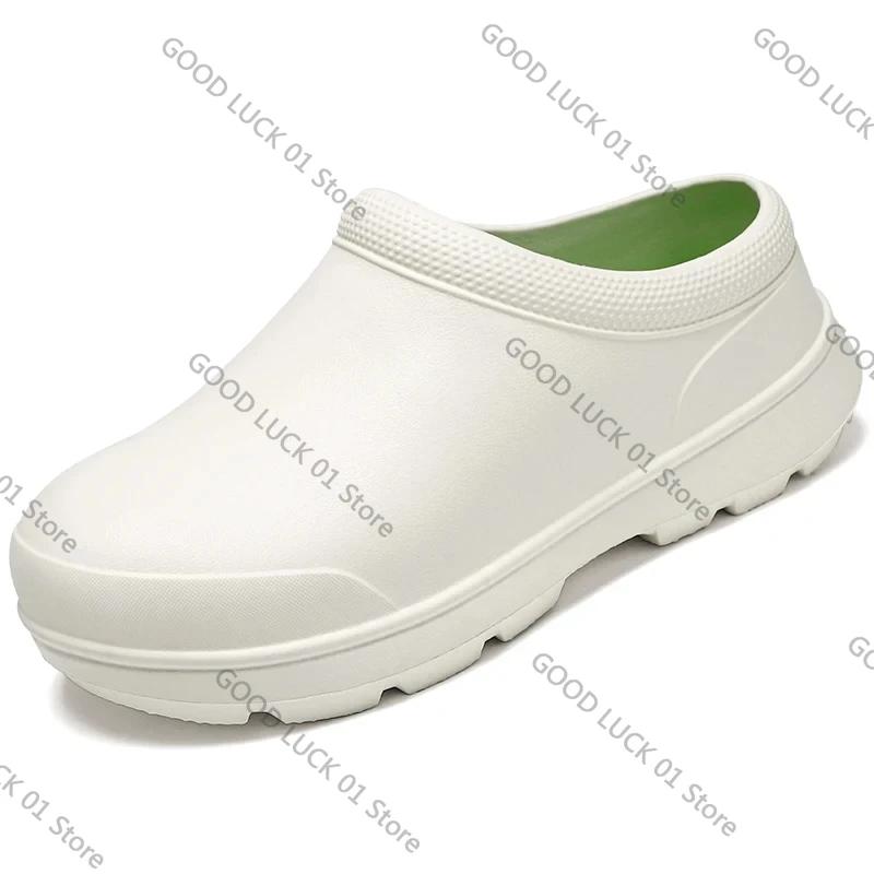 

Fashion 2025 Men Women EVA Chef Shoes Non-slip Waterproof Oil-proof Shoes Comfortable Workers Slippers Outdoor Fishing Shoes 35-36 білий