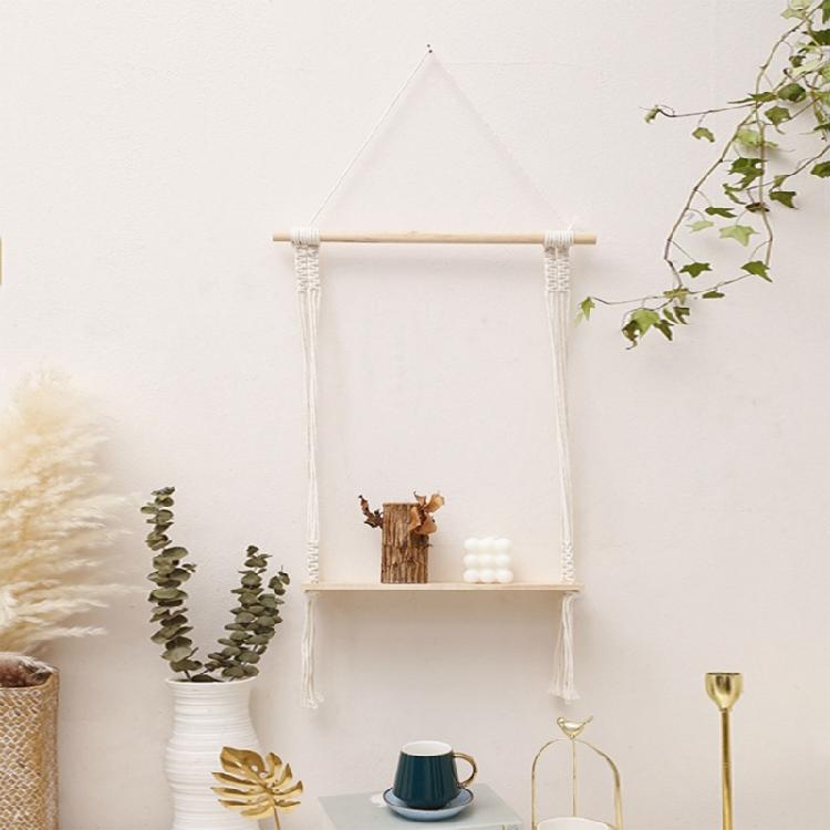 Functional Woven Tapestry Wall Hangings Shelf for Plant Bathroom Bedroom