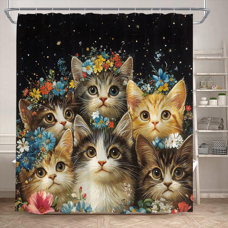 Funny Bathing Dogs Shower Curtain Bathtub Wash Your Paws Cute Pet Cartoon Animals Bath Curtains Fabric Bathroom Decor with Hooks