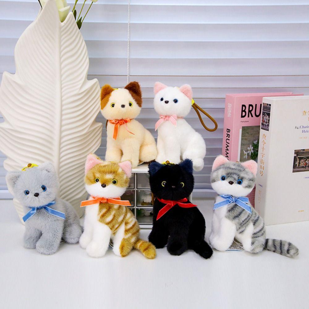 PP Cotton Small Cat Plush Keychain Lifelike Simulated Cat Plush Doll Cat Plush Bag Pendant  Friend