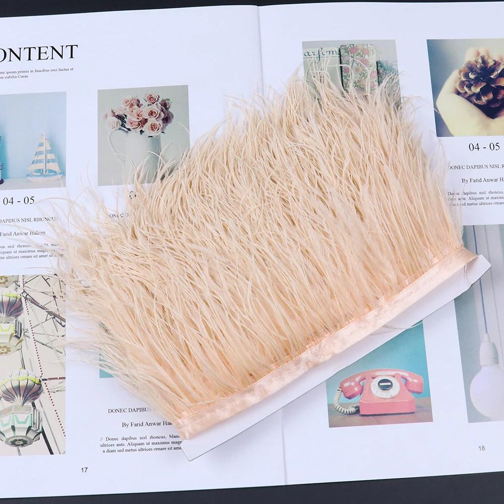 Feather1 meter Natural Ostrich feather Trims Ribbon 6-15 cm for Skirt DIY Clothing Black White Ostrich feathers Wedding Decoration