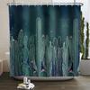 Tropical Cactus Print Shower Curtain Boho Plant Pattern Waterproof Fabric Shower Curtains Modern Bathroom Decor With Hooks