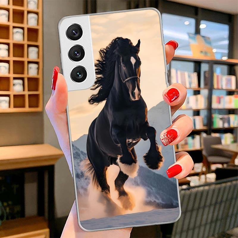 Animal Black Horse Cover Phone Case For Samsung Galaxy S26 S25 Edge S24 Ultra S23 S22 Plus S21 S20 FE Soft Fundas Shell Galaxy S