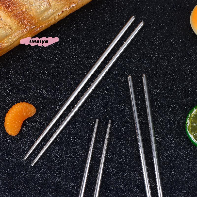 M-Stainless Steel Chopsticks Reusable Household Round Metal Chop Sticks Japanese Sushi Food Stick Kitchen Tableware Cutlery