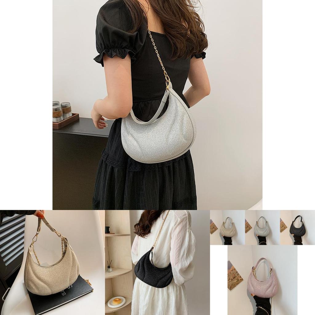 Stylish Crescent Shoulder Bag For Women 2024 Trendy Fashionable Pu Handbag With Zipper