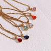 2022 Waterproof Fashion Birthstone Necklace Jewelry Gift For Women 12 Colors Zircon Waterdrop Pendant Necklace with Rope Chain