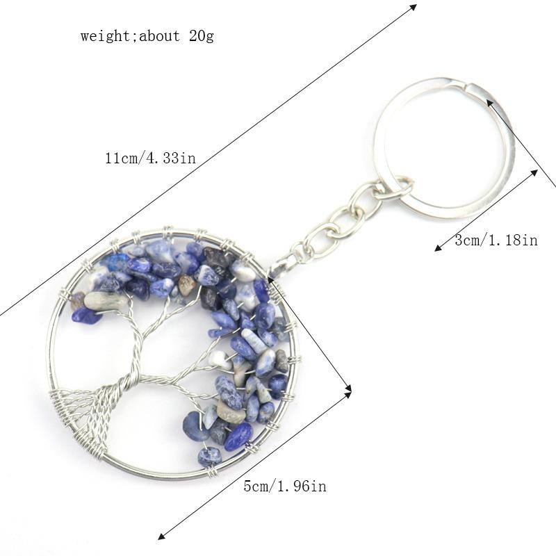 Natural Gravel Crystal Root Tree Tree Of Life Pendant Keychain Bag Pendant Keychain K04
