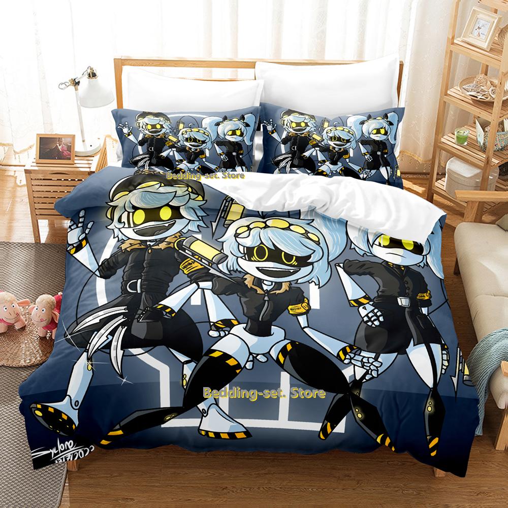 Comforter Murder Drones Bedding Set Cartoon Anime Three-Piece Set Adult Kid Bedroom Three-Piece Suits 3D Kawaii Queen Size Bed Sheets