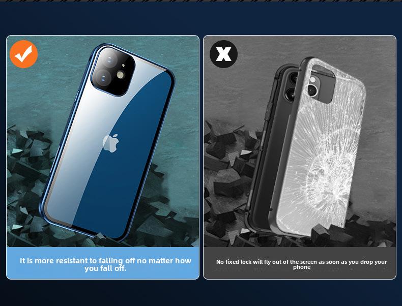 Anti-Peep Magnetische Spiegelhülle für iPhone 13/14/15/16 Pro Max mit beidseitigem Glasschutz