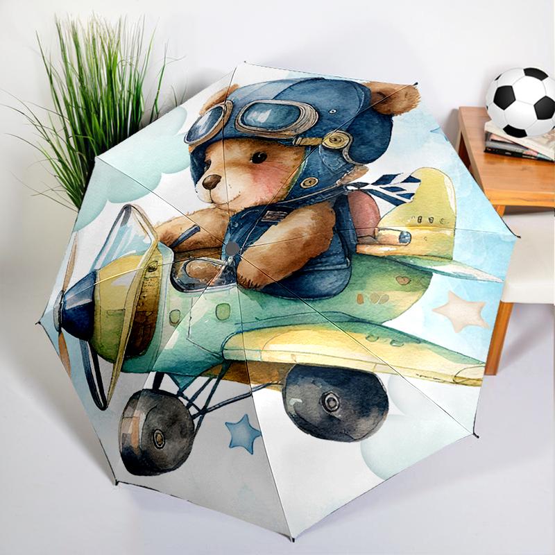 Cartoon Teddy Bear Umbrella Automatic Open/close, Sturdy Iron Frame & 8-Rib Struct, Umbrella for Women & Men, Christmas Gifts
