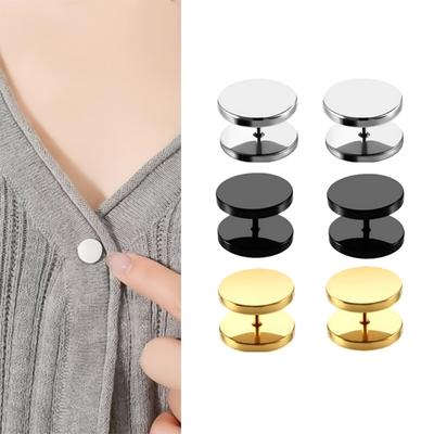 4Pcs Stainless Steel Clothing Fixing Buttons Spiral Seamless Buckle Clip Fastener For DIY Projects