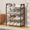 4 Layers Simple Shoe Rack Cat's Ears Design No Hole Assembly Metal Integrated Racks Economical Floor Standing Home Shoe Shelf
