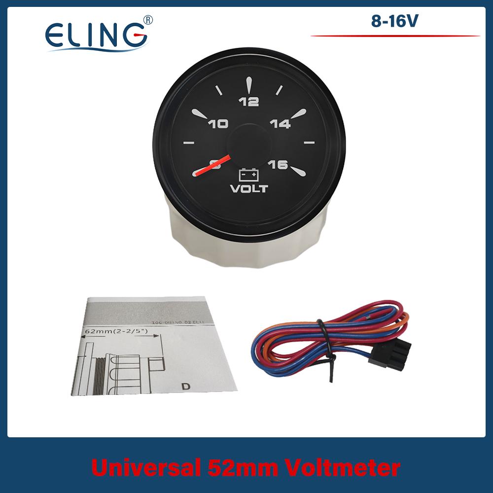 ELING Voltmeter 52mm Volt Gauge Universal Waterproof Meter 12V 24V with 8 Colors Backlights for Boat Automobile Motor Yacht