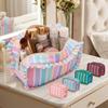 Large Capacity Cosmetic Bag Striped Makeup Organizer Multipurpose Travel Pouch Bathroom