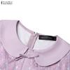 ZANZEA Women Summer Doll Collar Casual Short Sleeve Print Dress