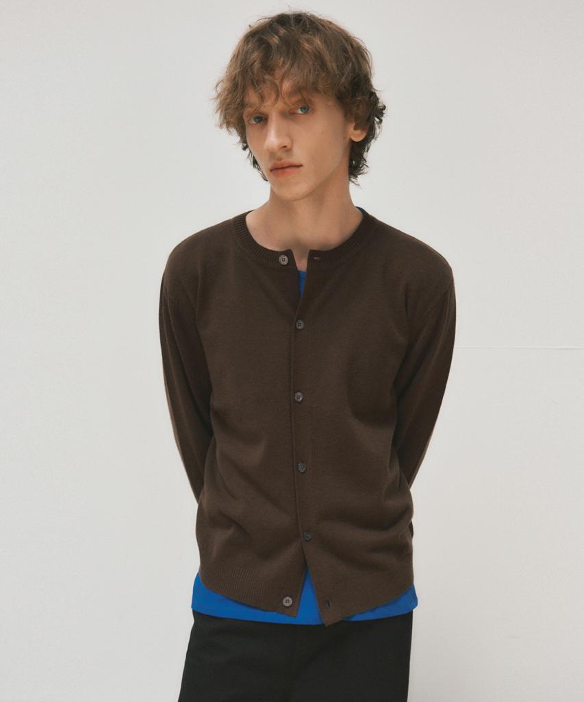 Wednesday Oasis Crop Crewneck Knit Cardigan_Brown(Wc25-Kn63)
