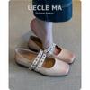 Super soft lambskin French light mouth single shoes women's versatile ballet flats retro double with Mary Jane shoes